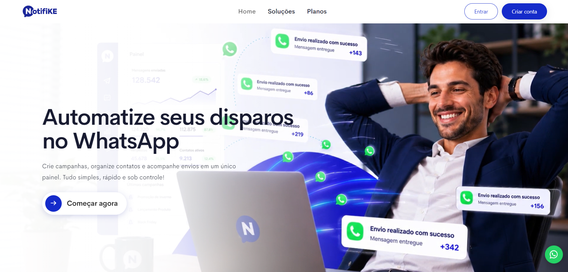Painel da plataforma Notifike